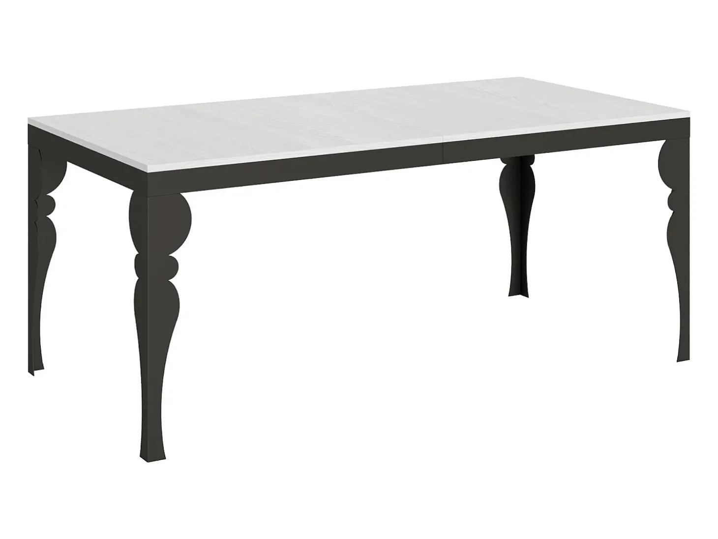 Mesa extensible 180/440x90 cm Paxon Evolution fresno blanco estructura et patas antracita
