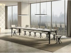 Mesa extensible 180/440x90 cm Paxon Evolution fresno blanco estructura et patas antracita