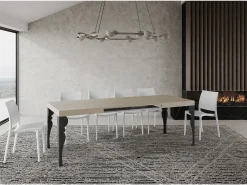 Mesa extensible 120/204x80 cm Paxon cachemira patas antracita