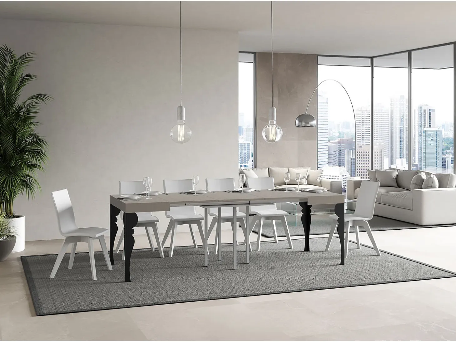 Mesa extensible 90/246x90 cm Paxon cachemira patas antracita