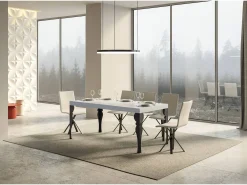 Mesa extensible 90x160/420 cm Paxon Premium Fresno Blanco estructura Antracita