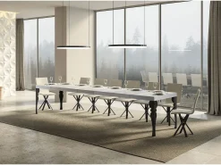 Mesa extensible 90x160/420 cm Paxon Premium Fresno Blanco estructura Antracita