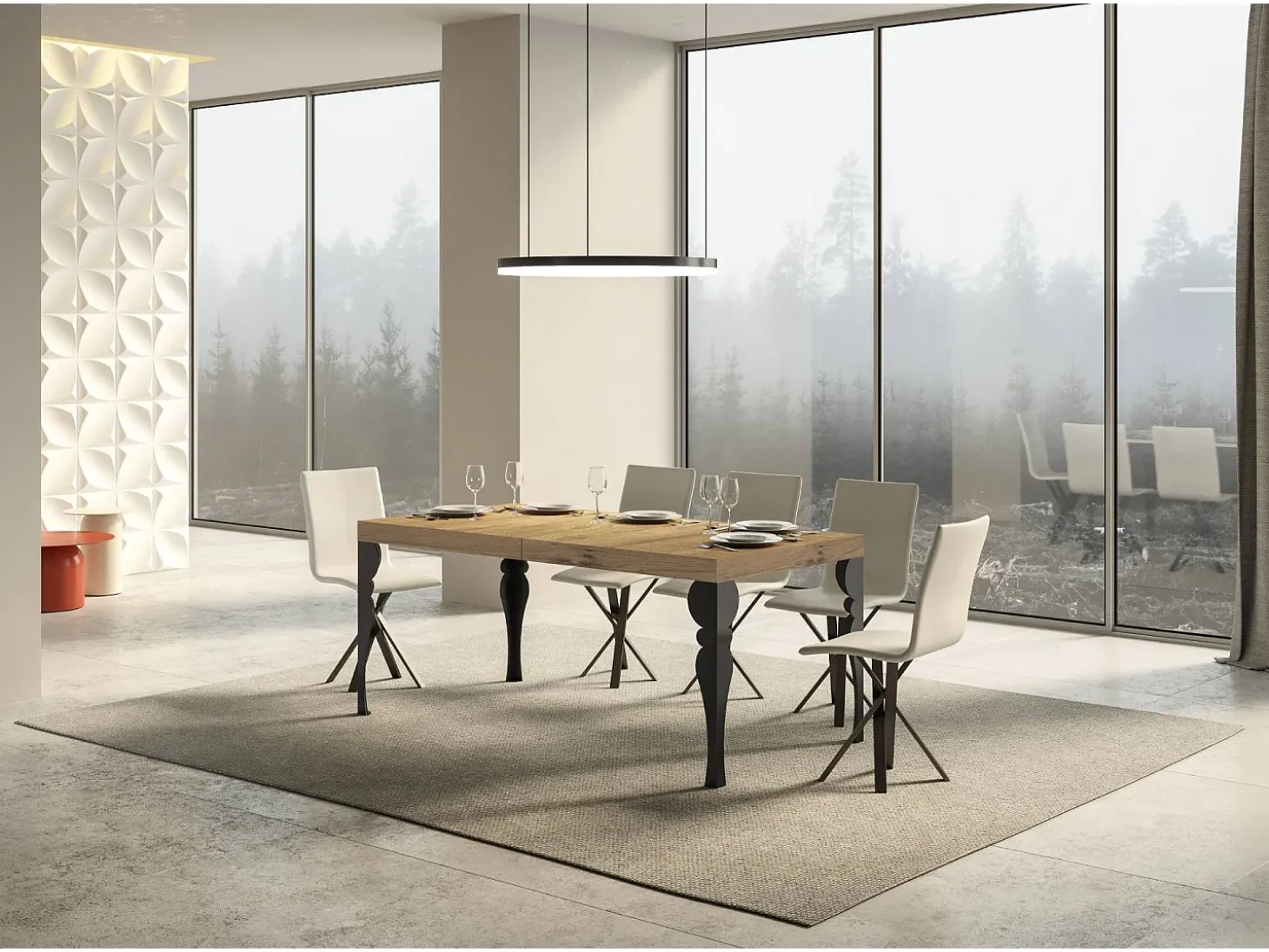 Mesa extensible 200/460x90 cm Paxon roble natural patas antracita