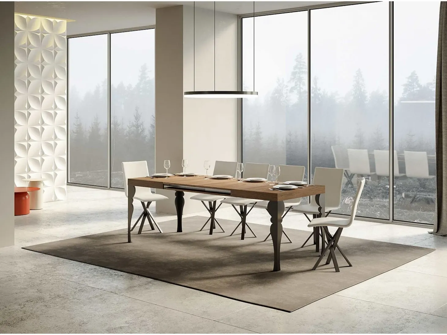 Mesa extensible 200/460x90 cm Paxon roble natural patas antracita