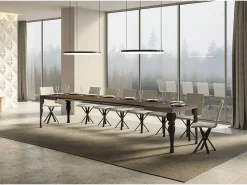 Mesa extensible 140/400x90 cm Paxon nogal patas antracita