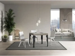 Mesa extensible 90x90/246 cm Paxon Premium cachemira patas antracita