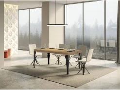 Mesa extensible 90x200/304 cm Paxon Premium Roble Natural estructura Antracita
