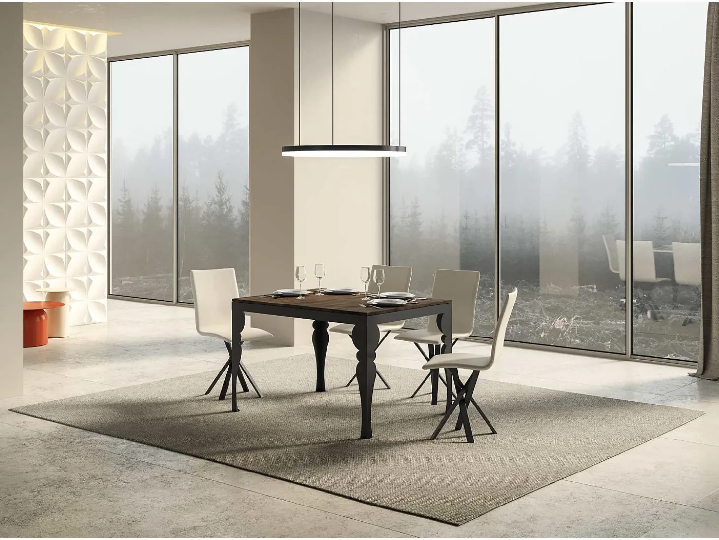 Mesa extensible 120/380x90 cm Paxon Evolution nogal estructura et patas antracita