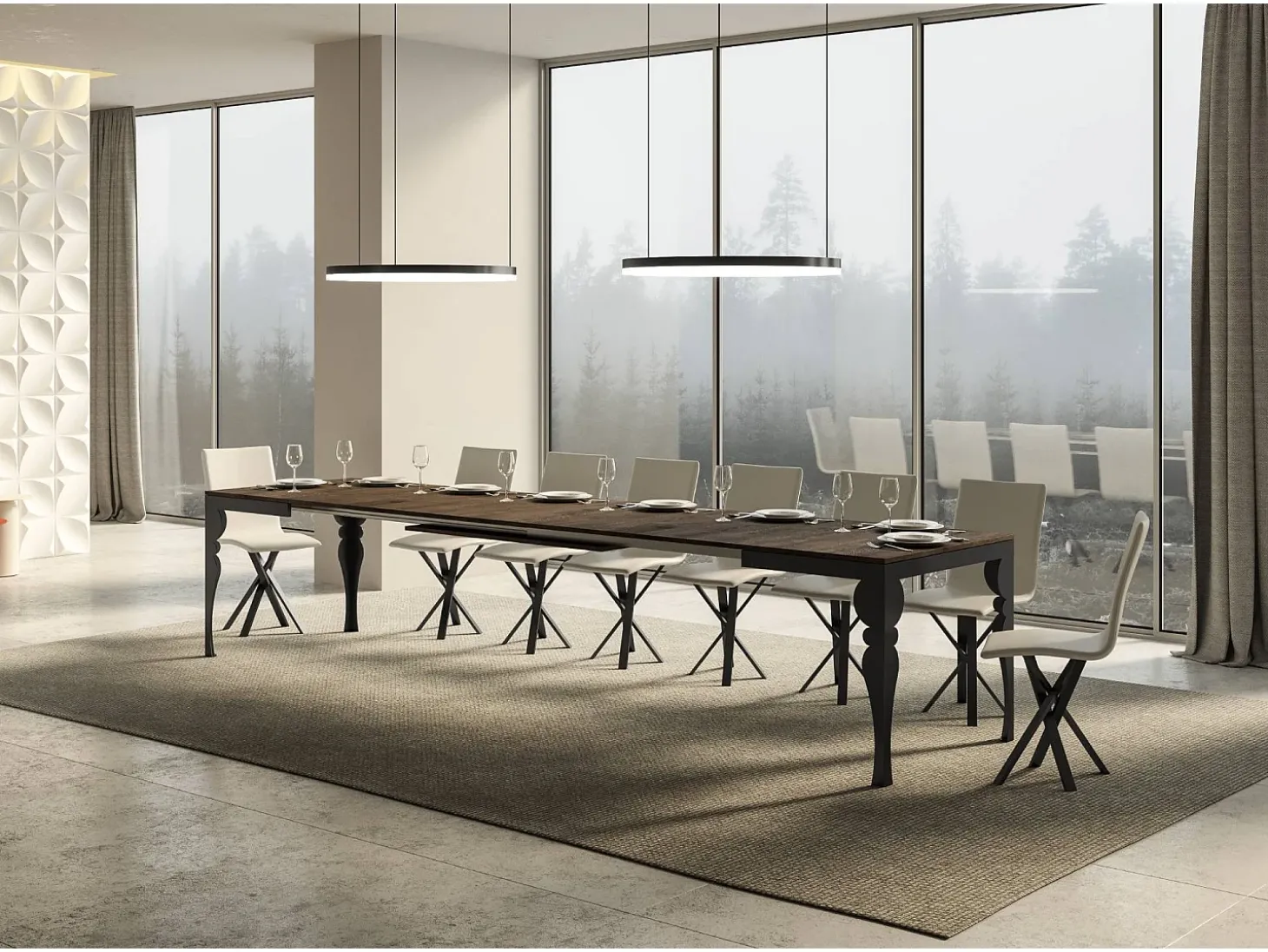 Mesa extensible 120/380x90 cm Paxon Evolution nogal estructura et patas antracita