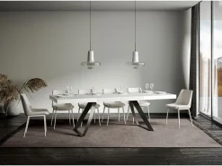 Mesa extensible 90x200/304 cm Proxy Premium Fresno Blanco estructura Antracita