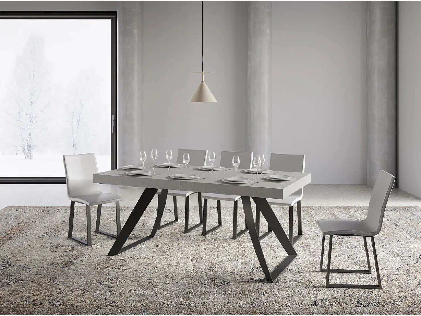 Mesa extensible 90x200/304 cm Proxy Cachemira estructura Antracita