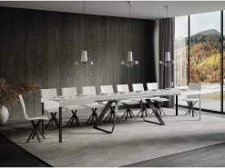 Mesa extensible 90x160/420 cm Proxy Fresno Blanco estructura Antracita