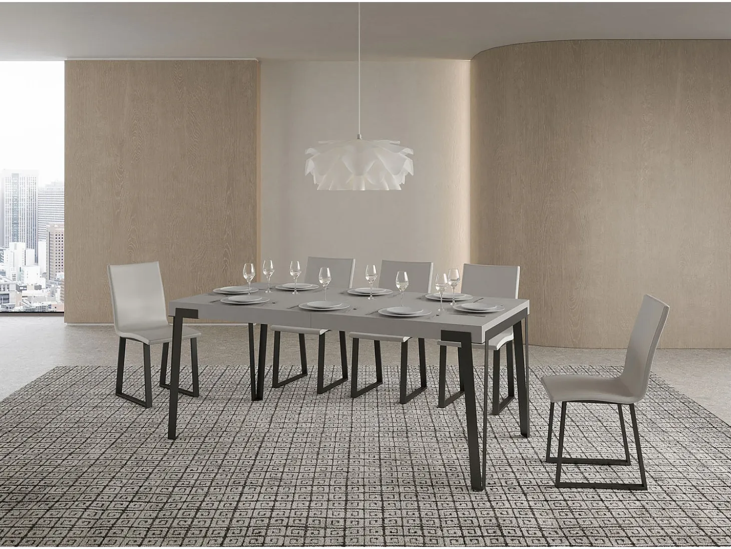 Mesa extensible 90x160/264 cm Rio Cachemira estructura Antracita
