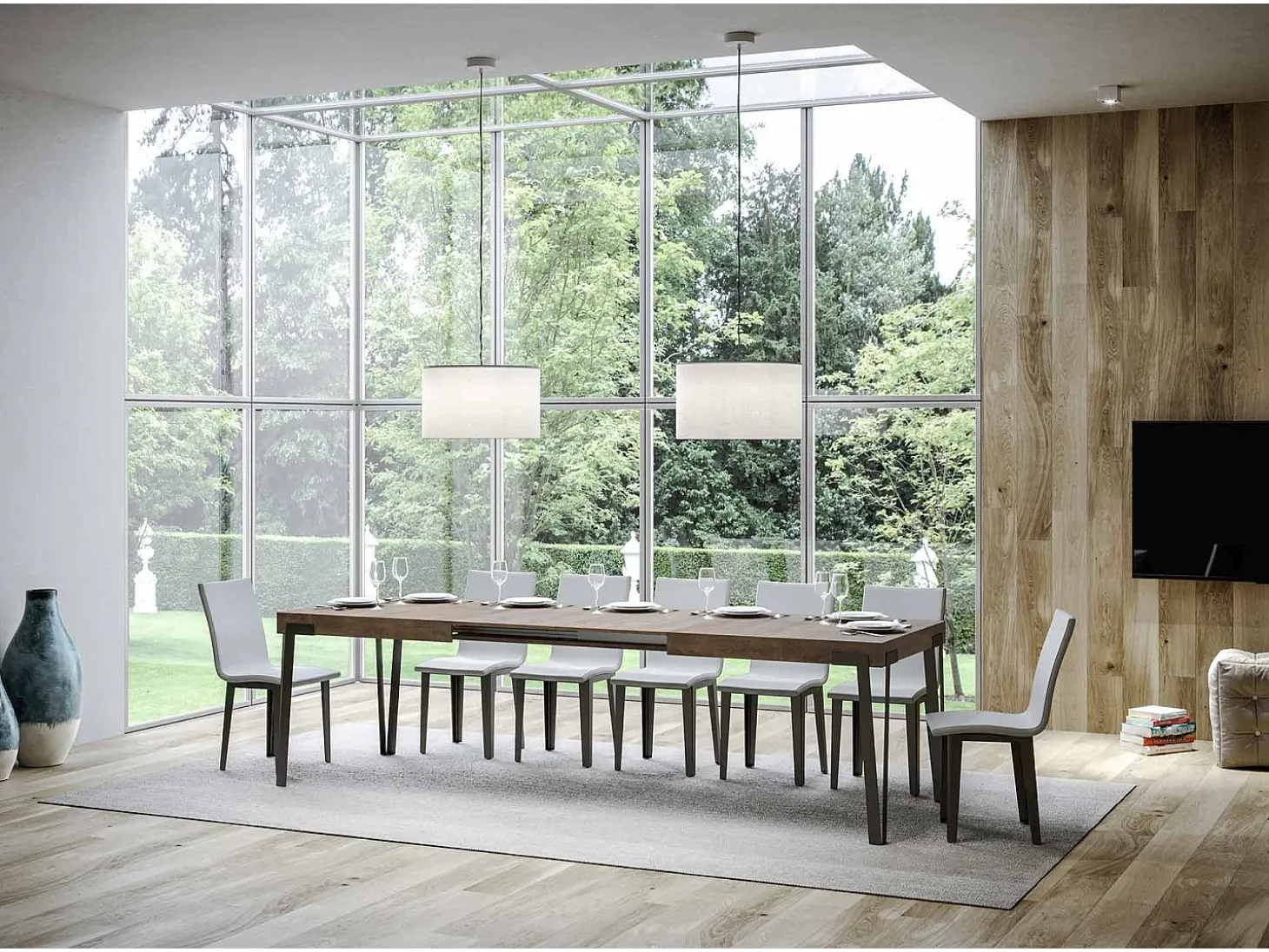 Mesa extensible 90x160/264 cm Rio Nogal estructura Antracita