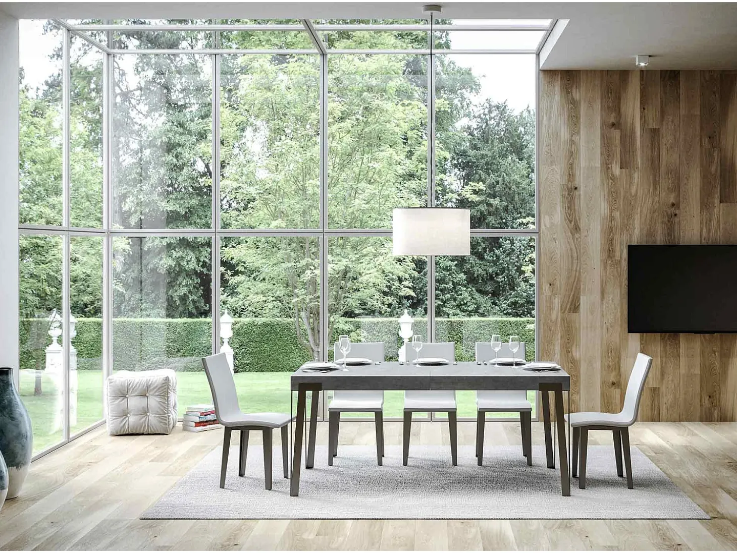 Mesa extensible 90x160/264 cm Rio Cemento estructura Antracita