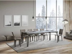 Mesa extensible 90x140/244 cm Rio Cemento estructura Antracita