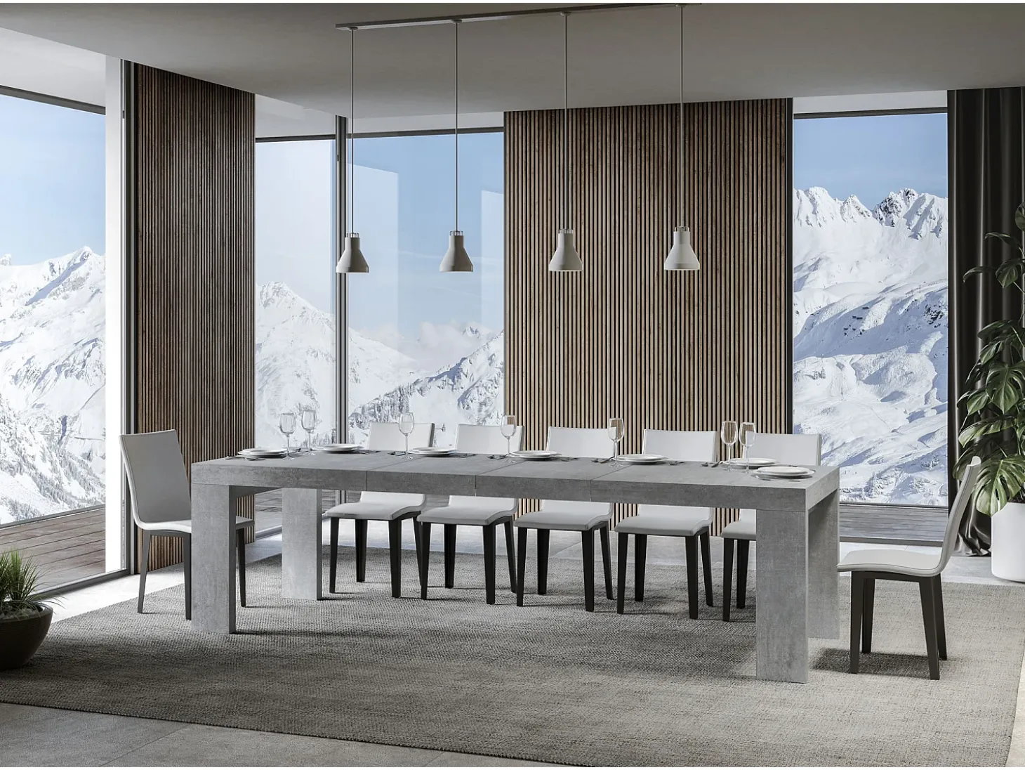 Mesa extensible 180/284x90 cm Roxell Premium cemento