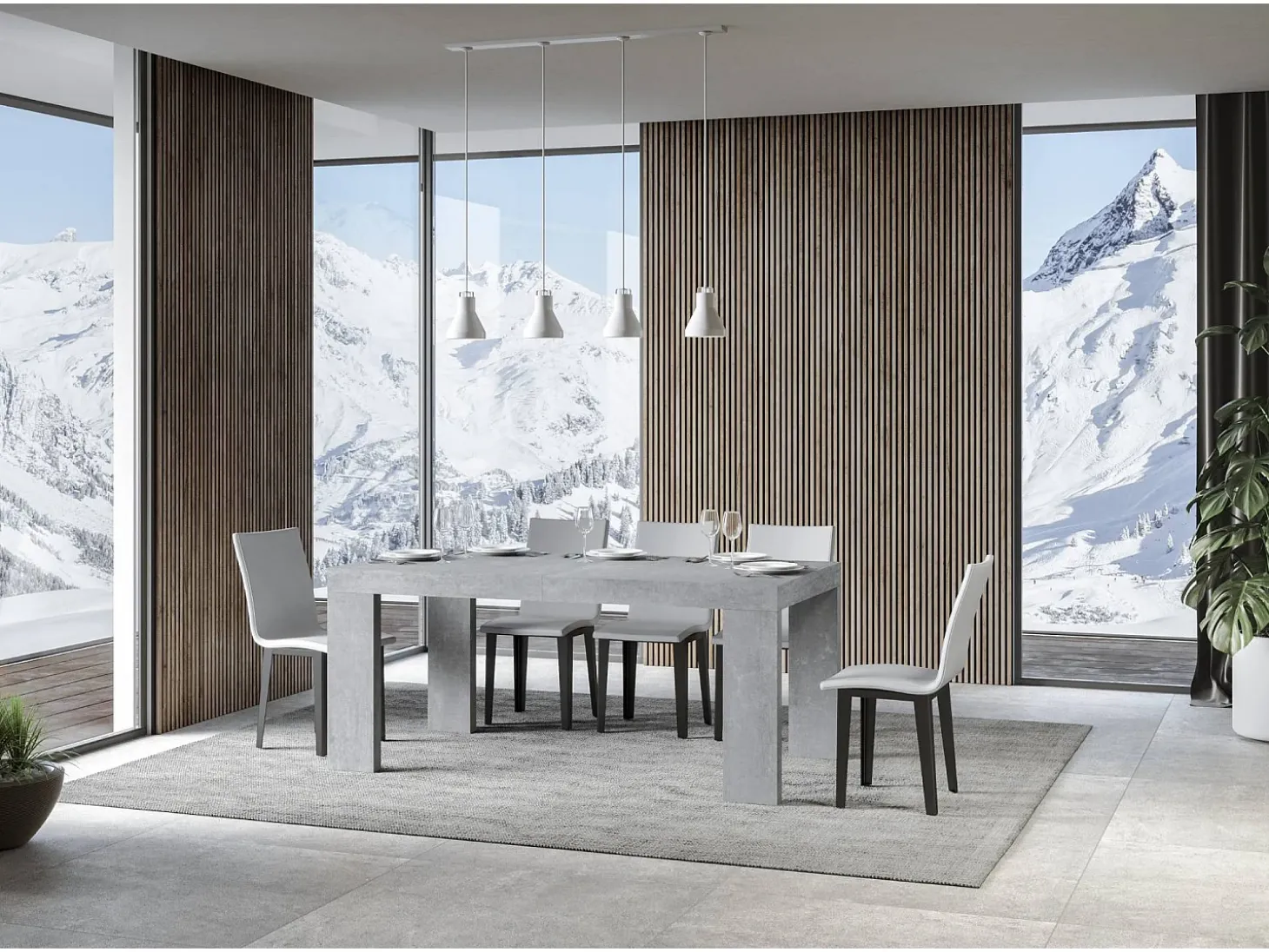 Mesa extensible 180/284x90 cm Roxell Premium cemento