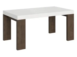 Mesa extensible 90x160/264 cm Roxell Mix Tapa fresno blanco - Patas nogal