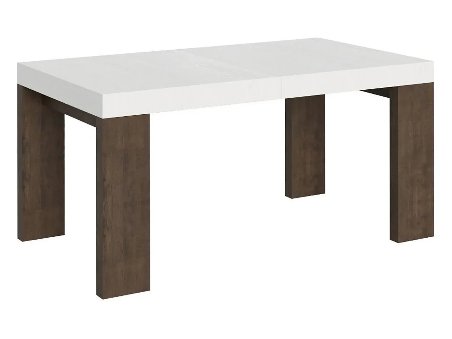 Mesa extensible 90x160/264 cm Roxell Mix Tapa fresno blanco - Patas nogal