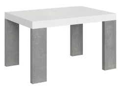 Mesa extensible 90x130/390 cm Roxell Mix Tapa fresno blanco - Patas cemento