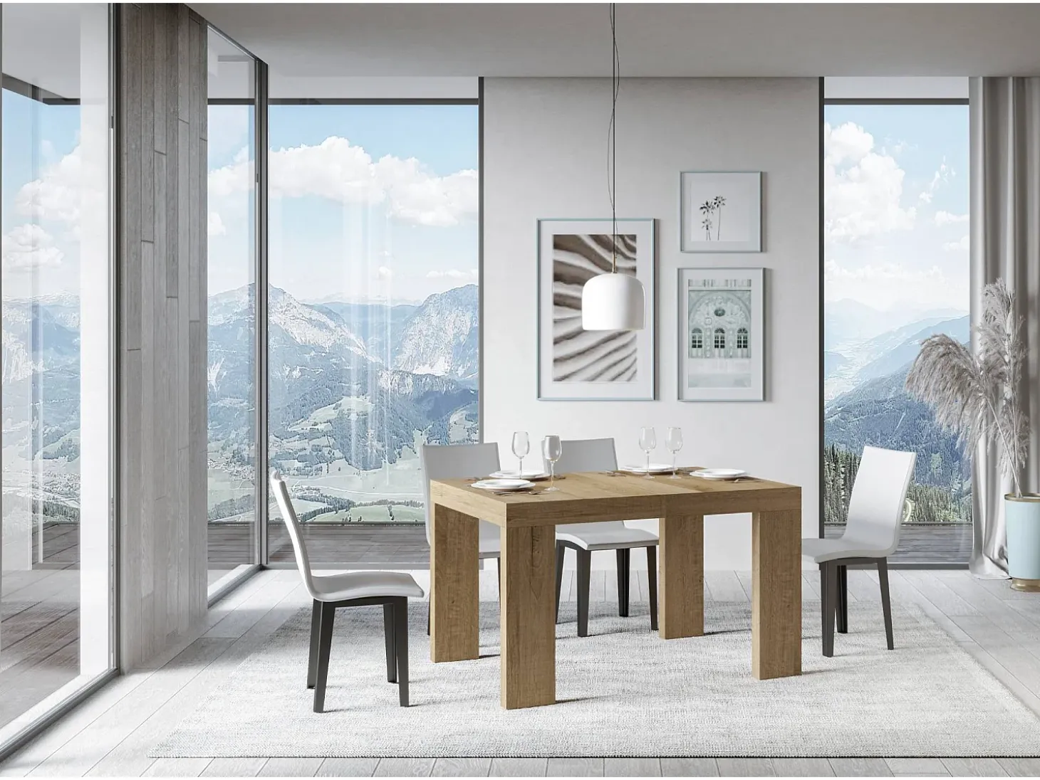 Mesa extensible 130/390x90 cm Roxell roble natural