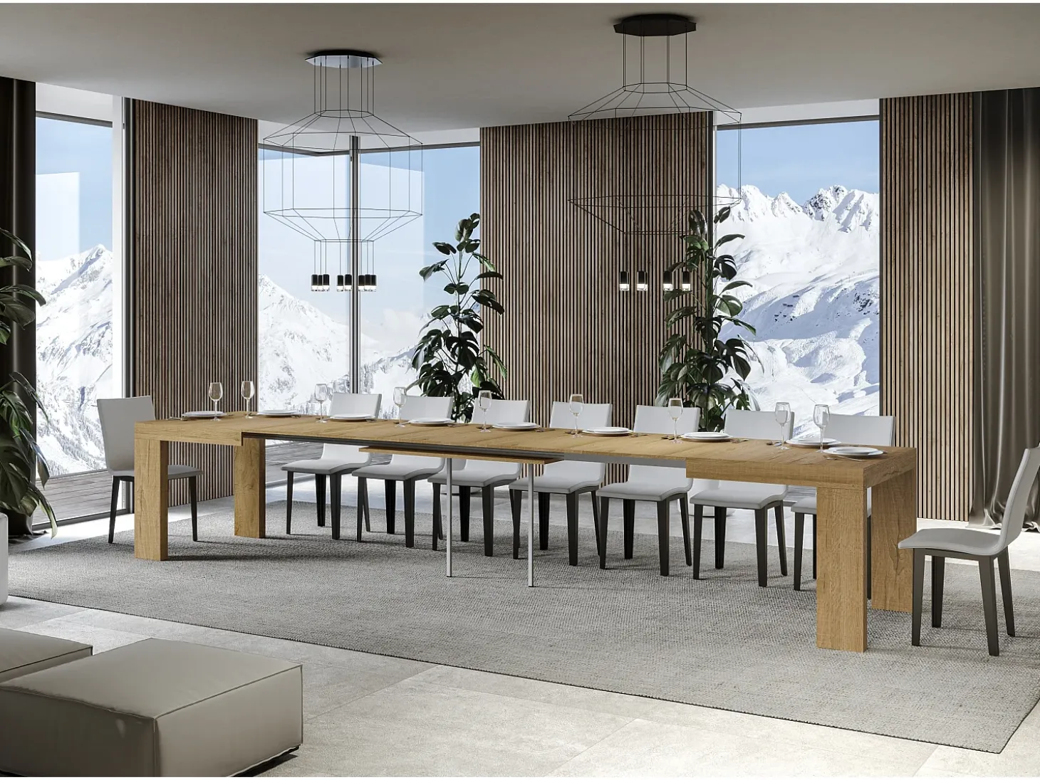 Mesa extensible 130/390x90 cm Roxell roble natural