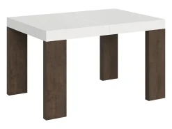 Mesa extensible 90x130/390 cm Roxell Mix Tapa fresno blanco - Patas nogal