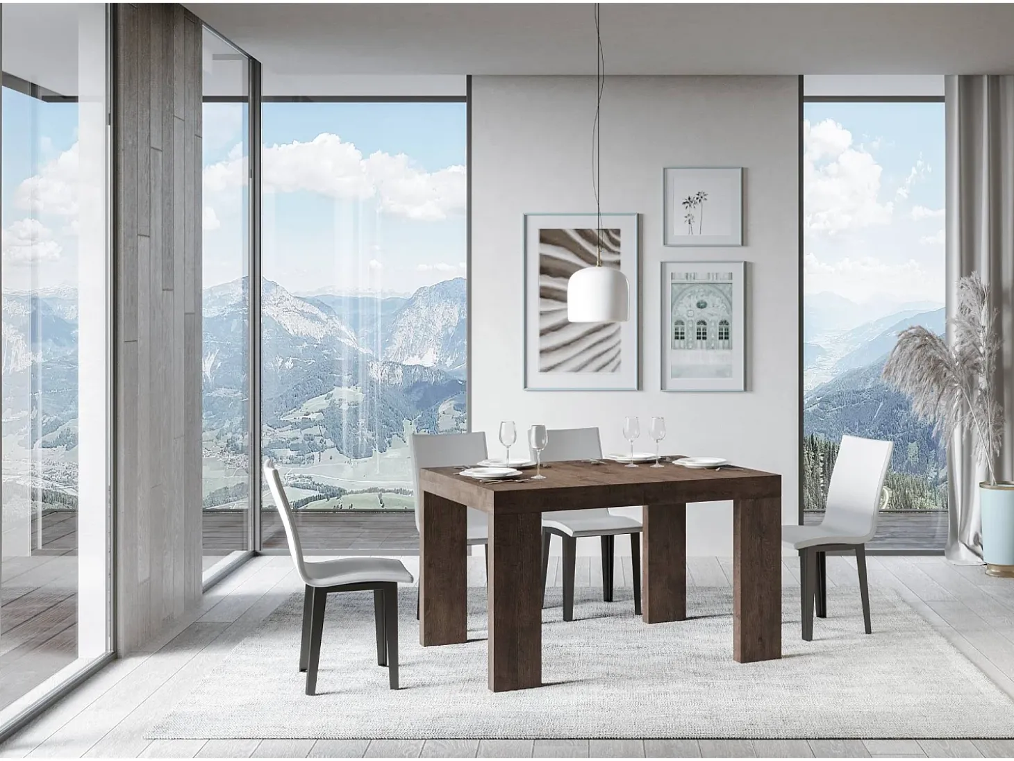 Mesa extensible 140/400x90 cm Roxell nogal