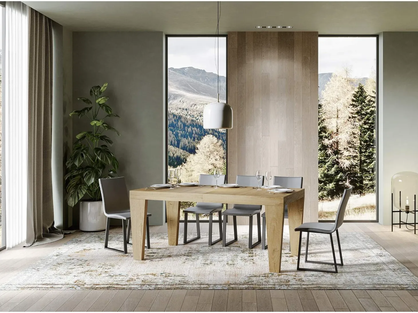 Mesa extensible 180/440x90 cm Spimbo roble natural