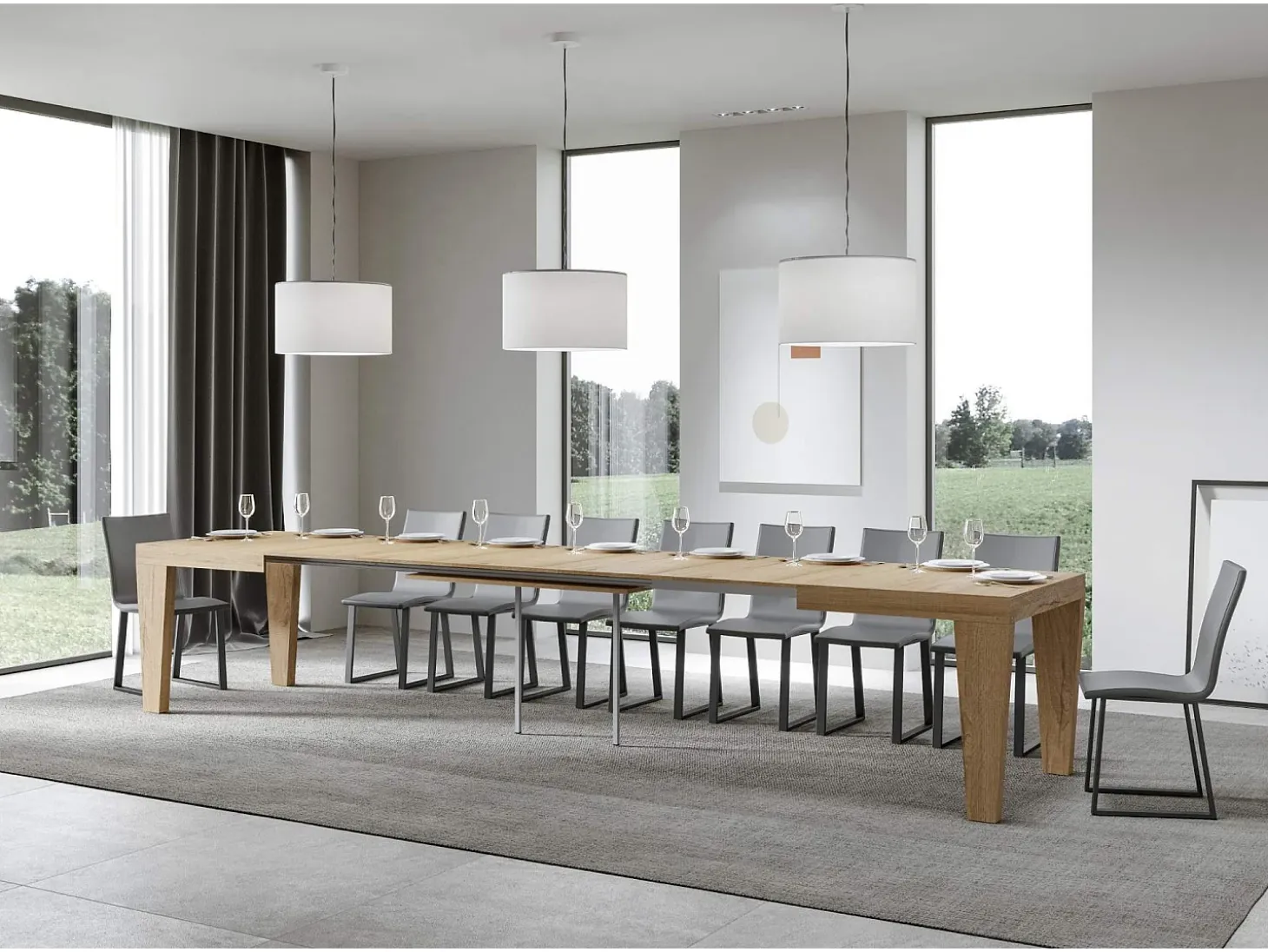 Mesa extensible 180/440x90 cm Spimbo roble natural