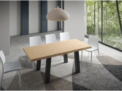 Mesa extensible 90x200/250 cm Svalen roble descortezado patas antracita