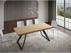 Mesa extensible 90x180/230 cm Tabira roble descortezado patas antracita