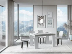 Mesa extensible 90x130/234 cm Tapa Roxell Mix Cement - Patas Fresno Blanco