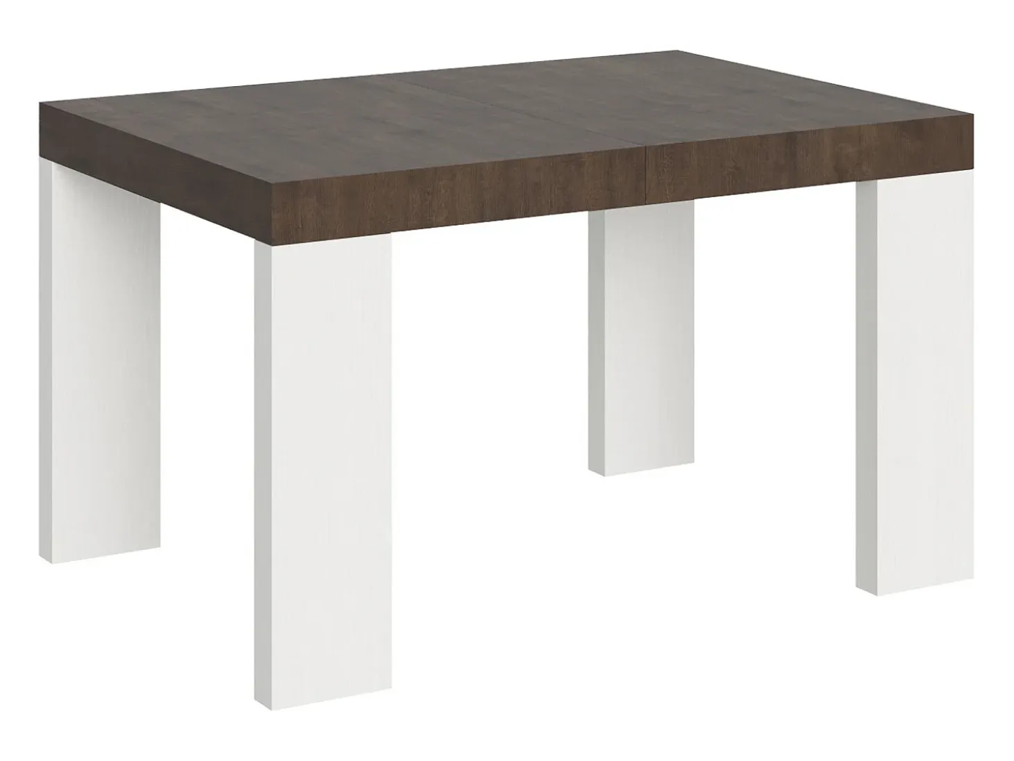Mesa extensible 90x130/390 cm Tapa Roxell Mix Nogal - Patas Fresno Blanco