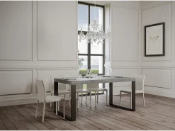 Mesa extensible 180/440x90 cm Tecno cemento patas antracita