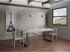 Mesa extensible 90x200/304 cm Tecno Fresno Blanco estructura Antracita
