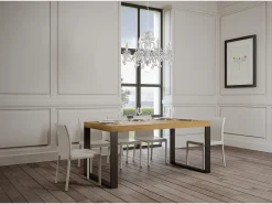 Mesa extensible 90x140/400 cm Tecno Premium Roble Natural estructura Antracita