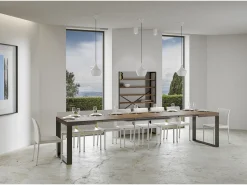 Mesa extensible 200/460x90 cm Tecno nogal patas antracita