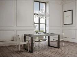 Mesa extensible 180/284x90 cm Tecno cemento patas antracita