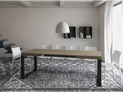 Mesa extensible 140/400x90 cm Tecno gris paloma patas antracita