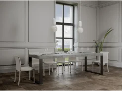 Mesa extensible 90x200/304 cm Tecno Premium Cemento estructura Antracita