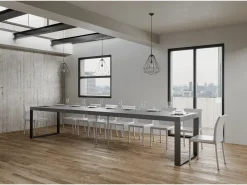 Mesa extensible 90x140/400 cm Tecno Premium Cemento estructura Antracita