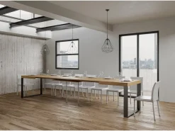 Mesa extensible 180/440x90 cm Tecno roble natural patas antracita