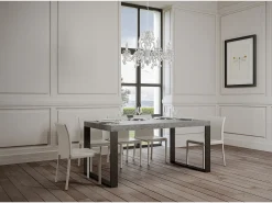 Mesa extensible 200/460x90 cm Tecno cemento patas antracita