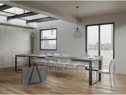 Mesa extensible 200/460x90 cm Tecno cemento patas antracita