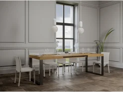 Mesa extensible 200/304x90 cm Tecno roble natural patas antracita