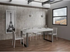 Mesa extensible 90x200/304 cm Tecno Premium Fresno Blanco estructura Antracita