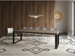 Mesa extensible 160/264x90 cm Tecno gris paloma patas antracita