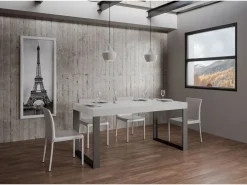 Mesa extensible 120/380x90 cm Tecno Premium fresno blanco con patas antracita